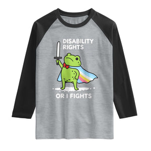 Funny Frog Disability Pride Flag Warrior Raglan Shirt Disability Rights Or I Fights TS02 Heather Gray Black Print Your Wear