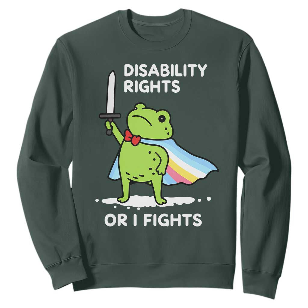 Funny Frog Disability Pride Flag Warrior Sweatshirt Disability Rights Or I Fights TS02 Dark Forest Green Print Your Wear