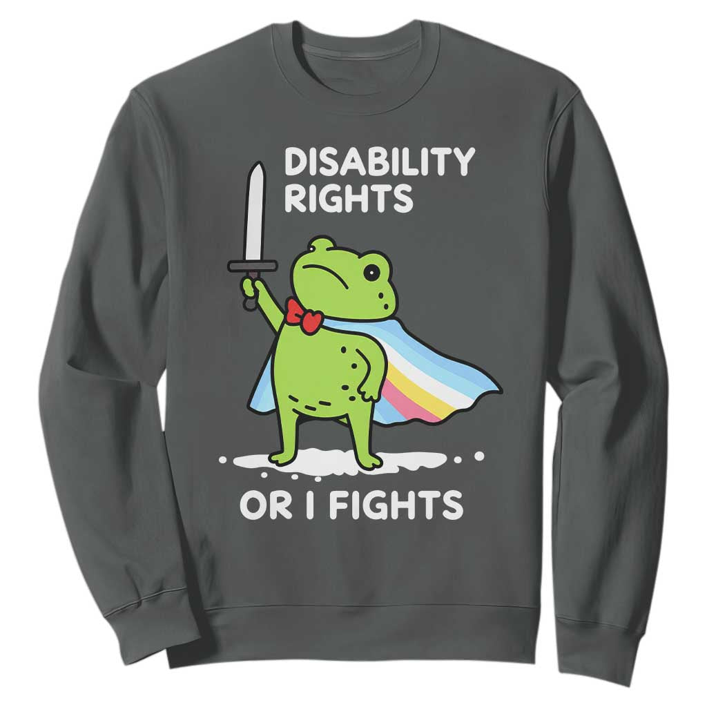 Funny Frog Disability Pride Flag Warrior Sweatshirt Disability Rights Or I Fights TS02 Dark Heather Print Your Wear
