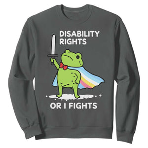 Funny Frog Disability Pride Flag Warrior Sweatshirt Disability Rights Or I Fights TS02 Dark Heather Print Your Wear