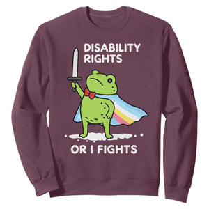 Funny Frog Disability Pride Flag Warrior Sweatshirt Disability Rights Or I Fights TS02 Maroon Print Your Wear