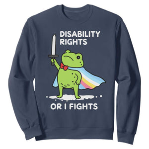 Funny Frog Disability Pride Flag Warrior Sweatshirt Disability Rights Or I Fights TS02 Navy Print Your Wear