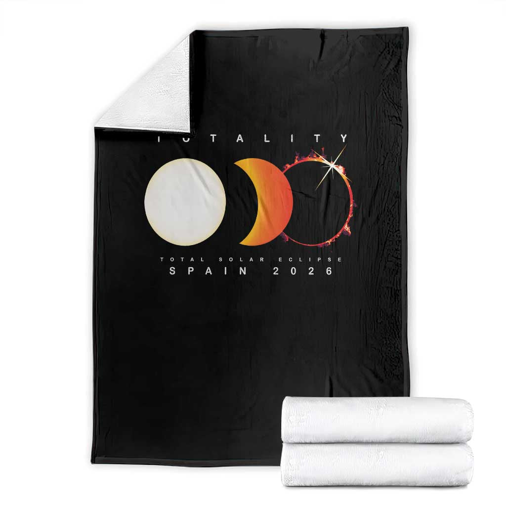 Spain Total Solar Eclipse 2026 Totality Throw Blanket Espana Travel Souvenir Astronomy Geek Gift TS02 Black Print Your Wear