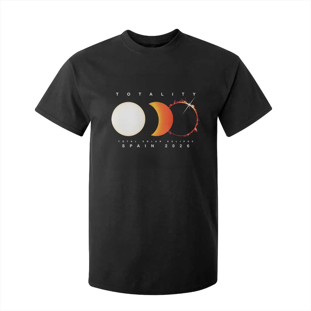 Spain Total Solar Eclipse 2026 Totality T Shirt For Kid Espana Travel Souvenir Astronomy Geek Gift TS02 Black Print Your Wear