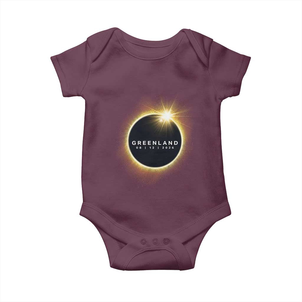 Greenland Total Solar Eclipse 2026 Baby Onesie Path of Totality Astronomy Gift TS02 Maroon Print Your Wear