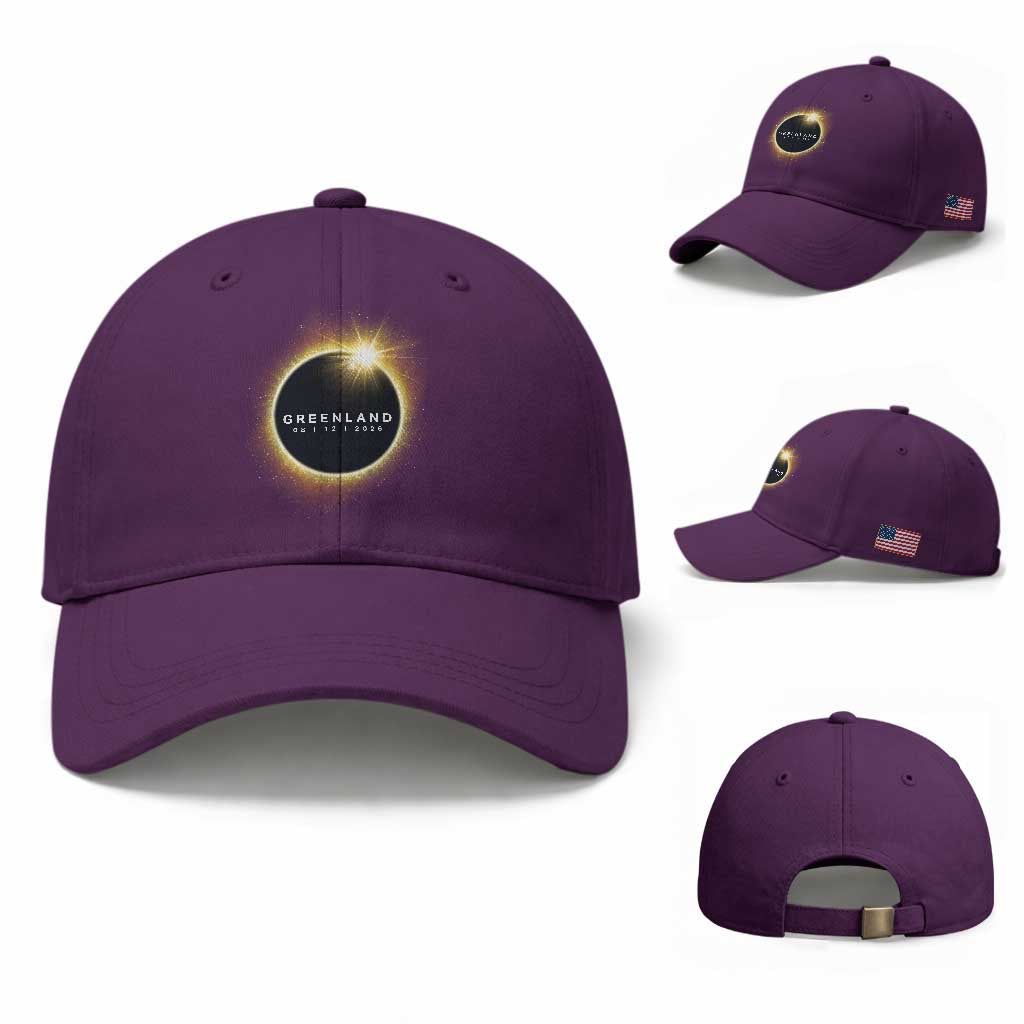 Greenland Total Solar Eclipse 2026 Baseball Cap Path of Totality Astronomy Gift TS02 Baseball Cap Universal Fit Purple Print Your Wear