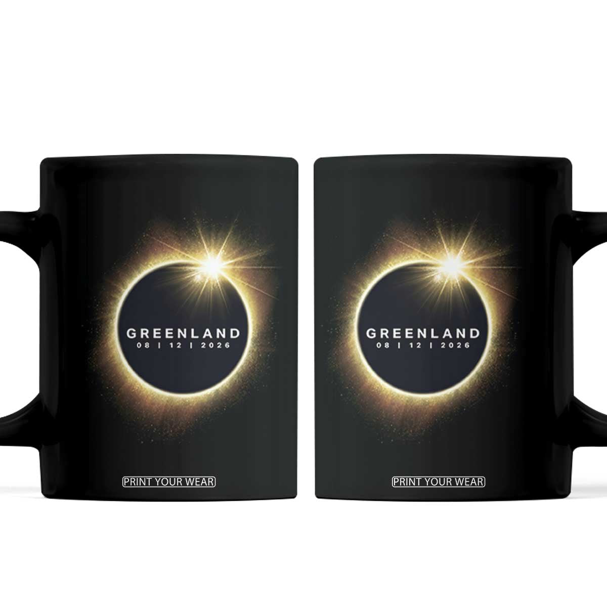 Greenland Total Solar Eclipse 2026 Coffee Mug Path of Totality Astronomy Gift TS02 Black Print Your Wear