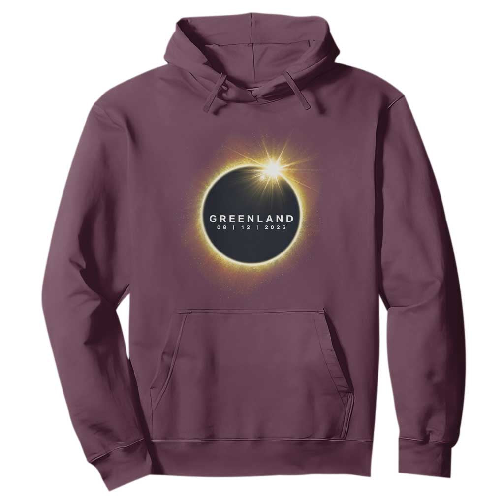 Greenland Total Solar Eclipse 2026 Hoodie Path of Totality Astronomy Gift TS02 Maroon Print Your Wear