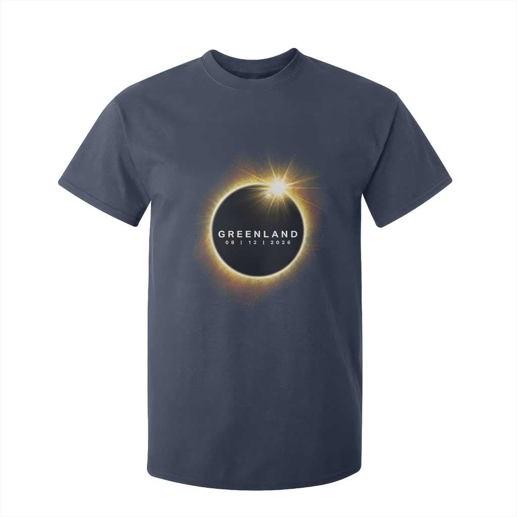 Greenland Total Solar Eclipse 2026 T Shirt For Kid Path of Totality Astronomy Gift TS02 Navy Print Your Wear