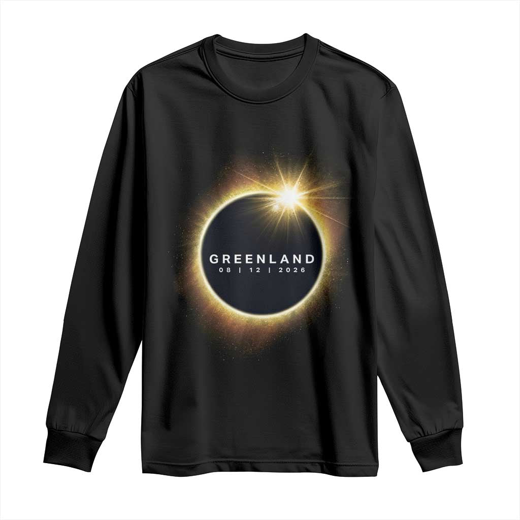 Greenland Total Solar Eclipse 2026 Long Sleeve Shirt Path of Totality Astronomy Gift TS02 Black Print Your Wear