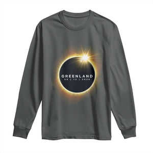 Greenland Total Solar Eclipse 2026 Long Sleeve Shirt Path of Totality Astronomy Gift TS02 Dark Heather Print Your Wear