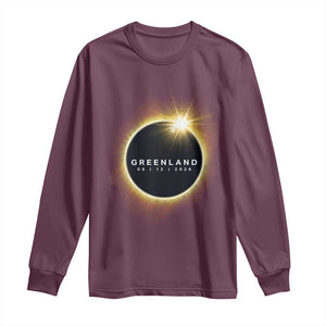 Greenland Total Solar Eclipse 2026 Long Sleeve Shirt Path of Totality Astronomy Gift TS02 Maroon Print Your Wear