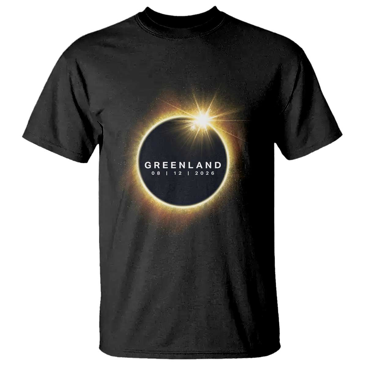 Greenland Total Solar Eclipse 2026 T Shirt Path of Totality Astronomy Gift TS02 Black Print Your Wear