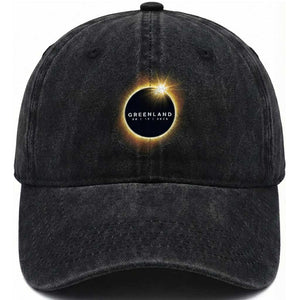 Greenland Total Solar Eclipse 2026 Washed Cotton Baseball Cap Path of Totality Astronomy Gift TS02 Print Your Wear