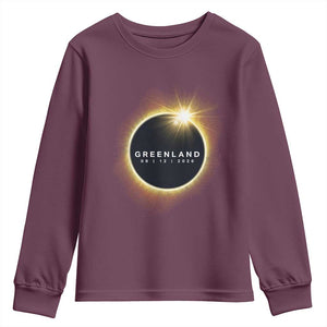 Greenland Total Solar Eclipse 2026 Youth Sweatshirt Path of Totality Astronomy Gift TS02 Maroon Print Your Wear