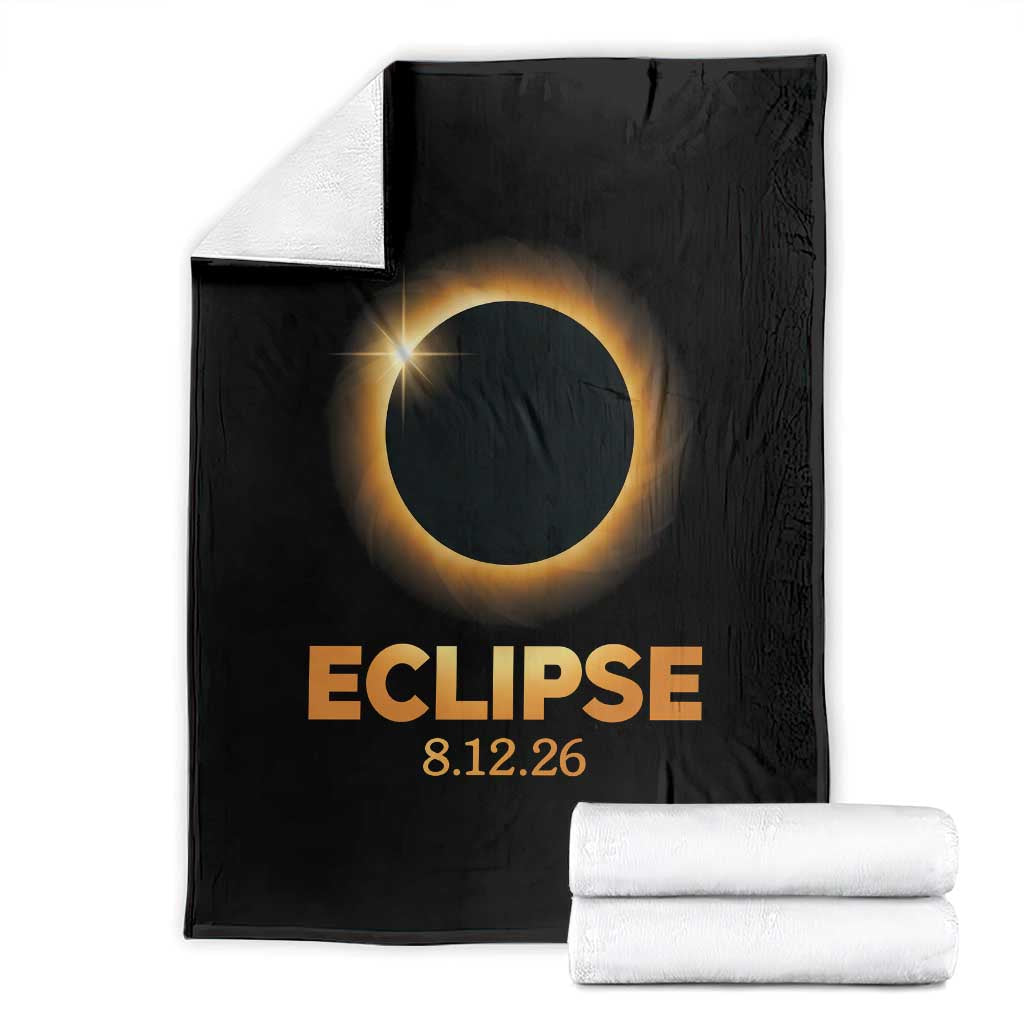 2026 Total Solar Eclipse Throw Blanket August 12 Totality Astronomy Souvenir TS02 Black Print Your Wear