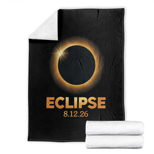2026 Total Solar Eclipse Throw Blanket August 12 Totality Astronomy Souvenir TS02 Black Print Your Wear