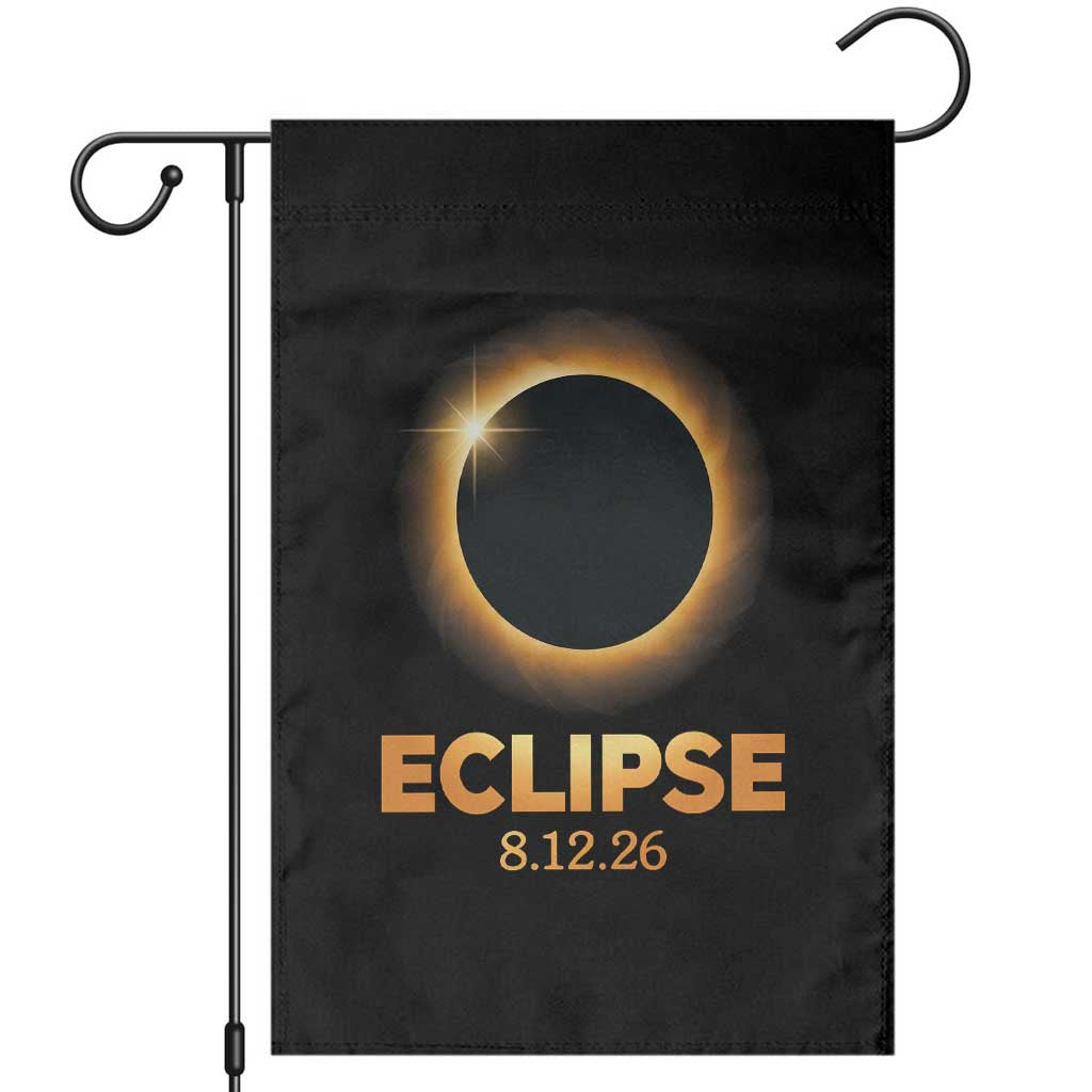 2026 Total Solar Eclipse Garden Flag August 12 Totality Astronomy Souvenir TS02 Black Print Your Wear
