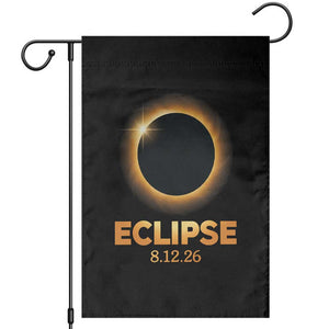 2026 Total Solar Eclipse Garden Flag August 12 Totality Astronomy Souvenir TS02 Black Print Your Wear