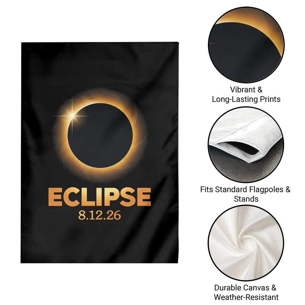 2026 Total Solar Eclipse Garden Flag August 12 Totality Astronomy Souvenir TS02 Print Your Wear