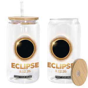 2026 Total Solar Eclipse Glass Can August 12 Totality Astronomy Souvenir TS02 Print Your Wear