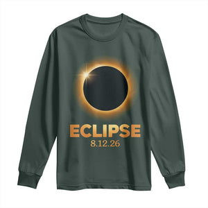 2026 Total Solar Eclipse Long Sleeve Shirt August 12 Totality Astronomy Souvenir TS02 Dark Forest Green Print Your Wear