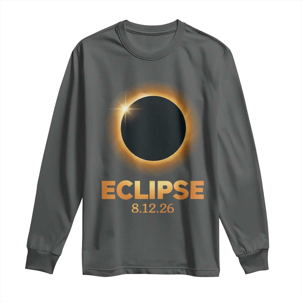 2026 Total Solar Eclipse Long Sleeve Shirt August 12 Totality Astronomy Souvenir TS02 Dark Heather Print Your Wear