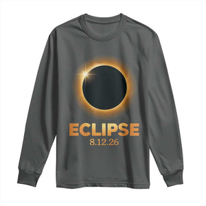 2026 Total Solar Eclipse Long Sleeve Shirt August 12 Totality Astronomy Souvenir TS02 Dark Heather Print Your Wear