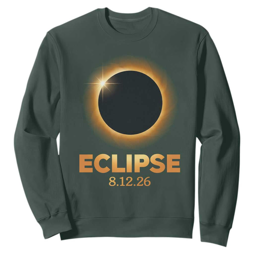 2026 Total Solar Eclipse Sweatshirt August 12 Totality Astronomy Souvenir TS02 Dark Forest Green Print Your Wear