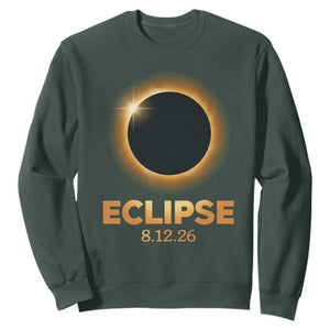 2026 Total Solar Eclipse Sweatshirt August 12 Totality Astronomy Souvenir TS02 Dark Forest Green Print Your Wear