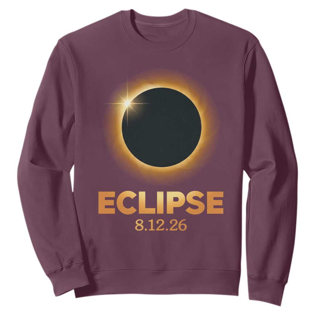 2026 Total Solar Eclipse Sweatshirt August 12 Totality Astronomy Souvenir TS02 Maroon Print Your Wear