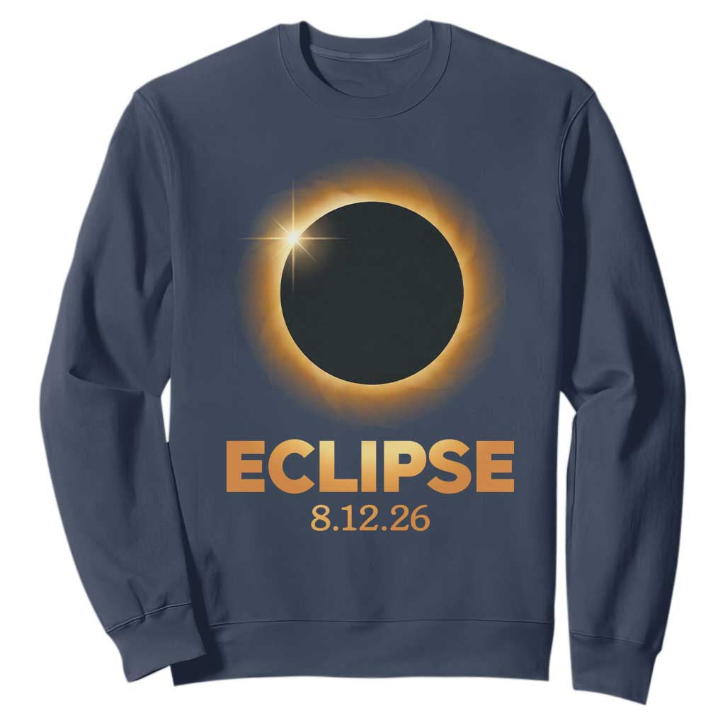 2026 Total Solar Eclipse Sweatshirt August 12 Totality Astronomy Souvenir TS02 Navy Print Your Wear