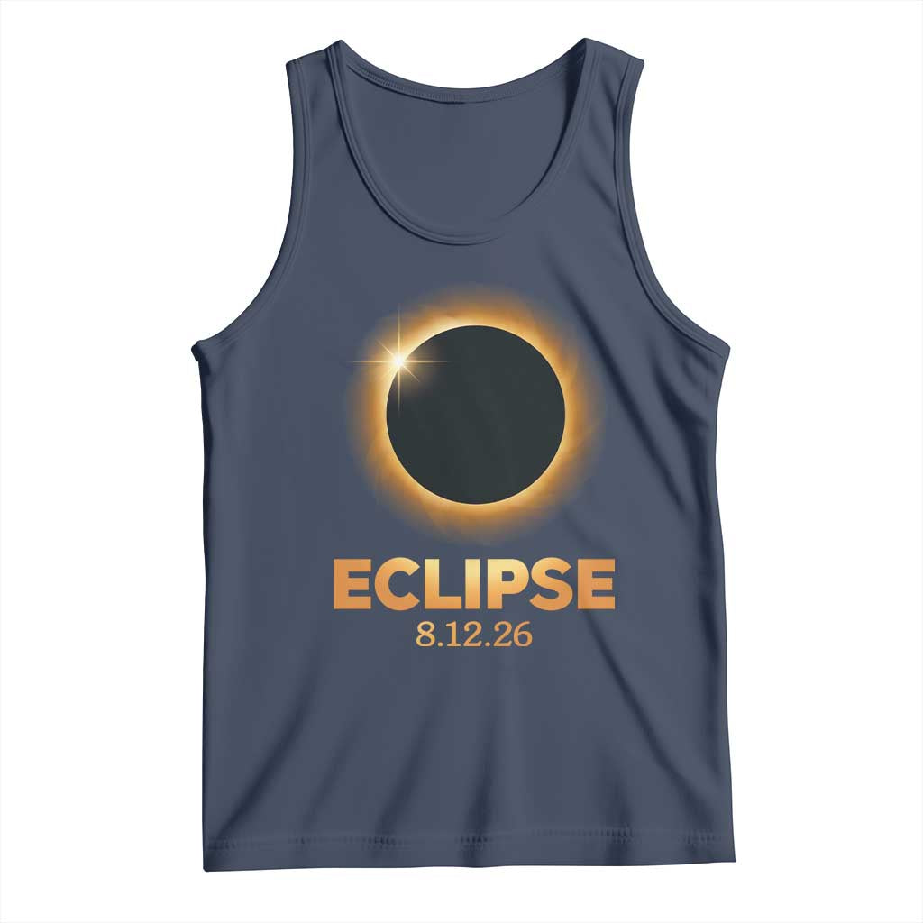 2026 Total Solar Eclipse Tank Top August 12 Totality Astronomy Souvenir TS02 Navy Print Your Wear