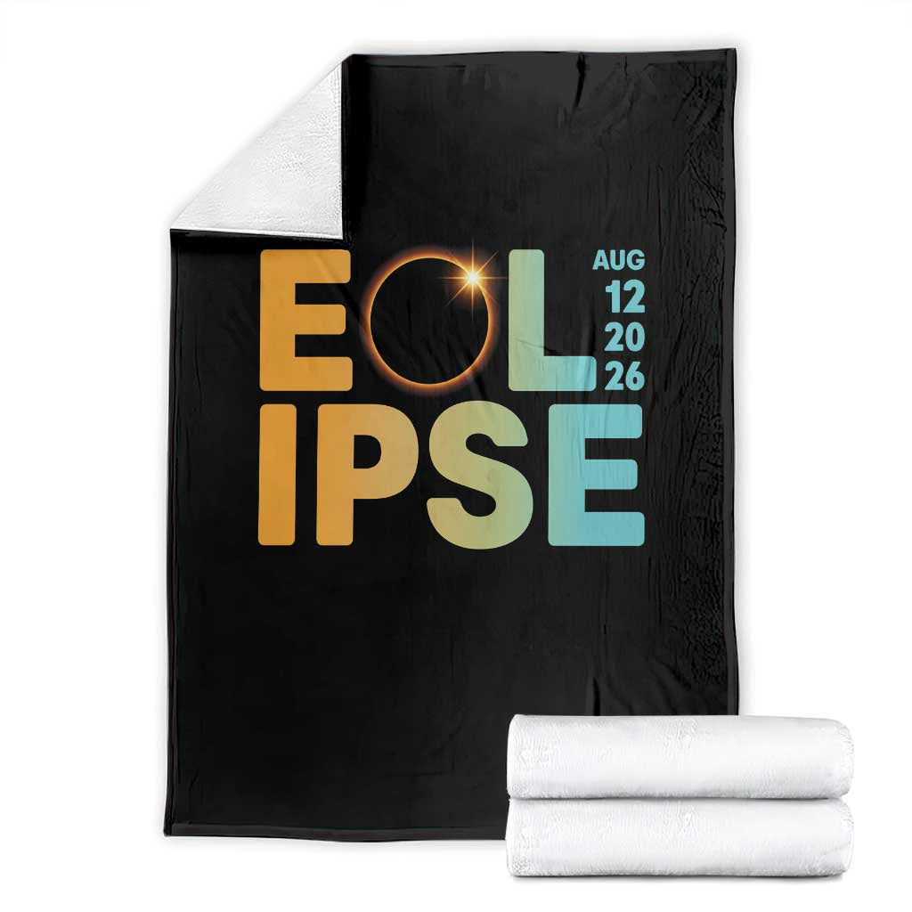 2026 Total Solar Eclipse Retro Typography Throw Blanket August 12 Totality Astronomy Gift TS02 Black Print Your Wear