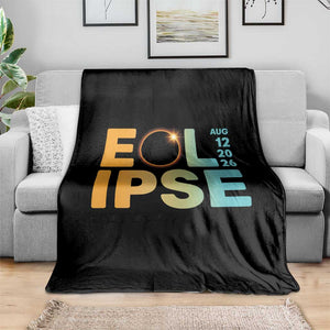 2026 Total Solar Eclipse Retro Typography Throw Blanket August 12 Totality Astronomy Gift TS02 Print Your Wear