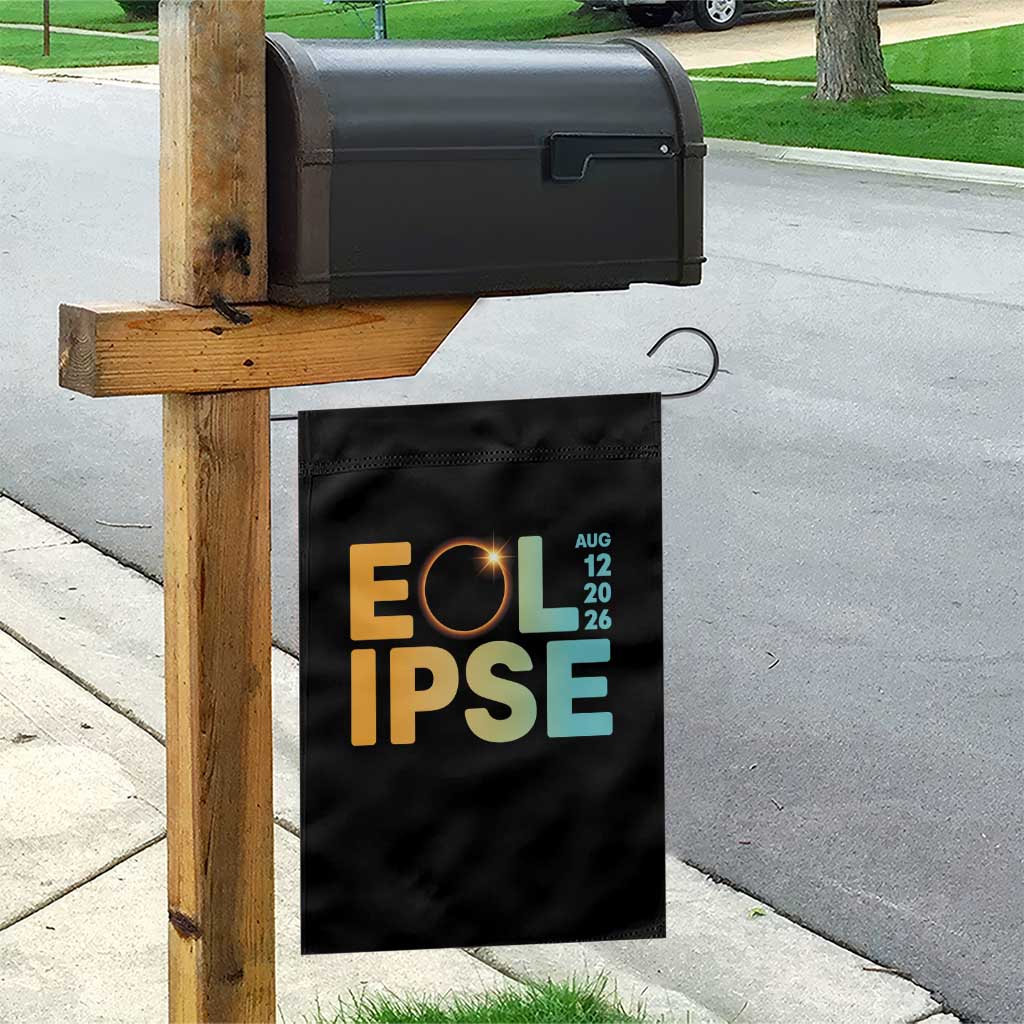 2026 Total Solar Eclipse Retro Typography Garden Flag August 12 Totality Astronomy Gift TS02 Print Your Wear