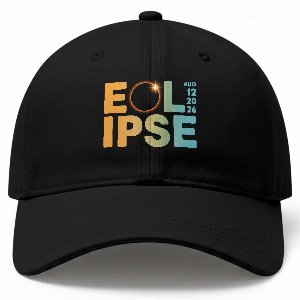 2026 Total Solar Eclipse Retro Typography Baseball Cap August 12 Totality Astronomy Gift TS02 Print Your Wear