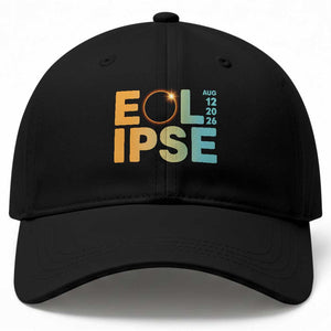 2026 Total Solar Eclipse Retro Typography Baseball Cap August 12 Totality Astronomy Gift TS02 Print Your Wear