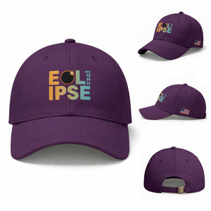 2026 Total Solar Eclipse Retro Typography Baseball Cap August 12 Totality Astronomy Gift TS02 Baseball Cap Universal Fit Purple Print Your Wear