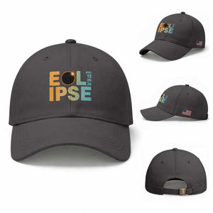 2026 Total Solar Eclipse Retro Typography Baseball Cap August 12 Totality Astronomy Gift TS02 Baseball Cap Universal Fit Dark Gray Print Your Wear
