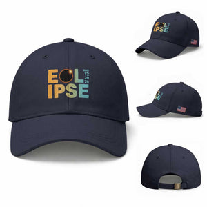 2026 Total Solar Eclipse Retro Typography Baseball Cap August 12 Totality Astronomy Gift TS02 Baseball Cap Universal Fit Navy Print Your Wear