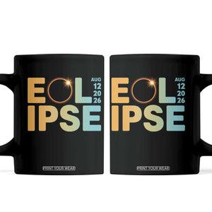 2026 Total Solar Eclipse Retro Typography Coffee Mug August 12 Totality Astronomy Gift TS02 Black Print Your Wear
