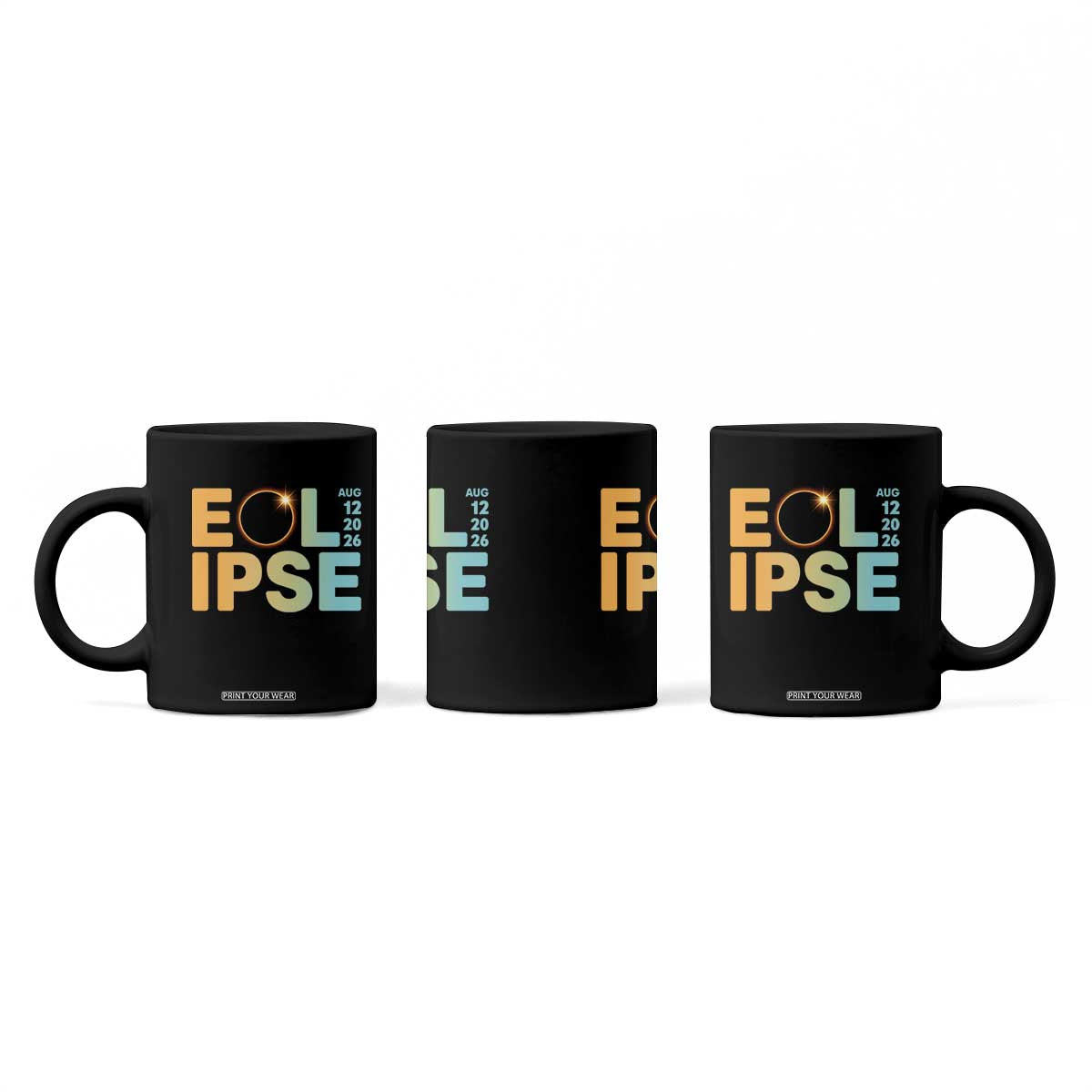 2026 Total Solar Eclipse Retro Typography Coffee Mug August 12 Totality Astronomy Gift TS02 Print Your Wear