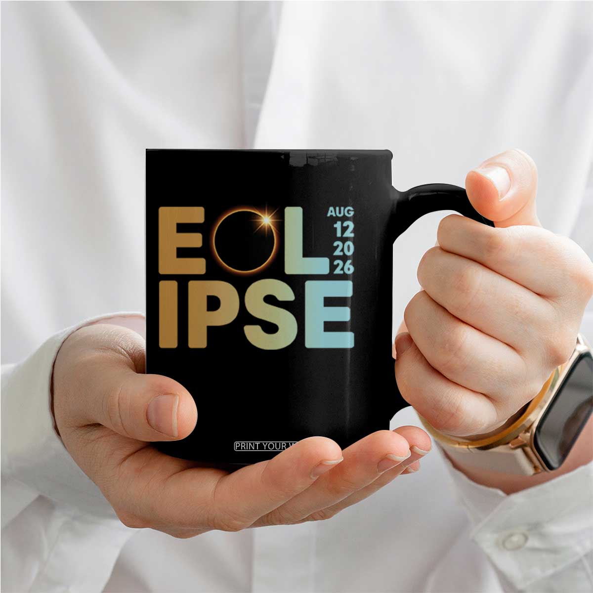 2026 Total Solar Eclipse Retro Typography Coffee Mug August 12 Totality Astronomy Gift TS02 Print Your Wear