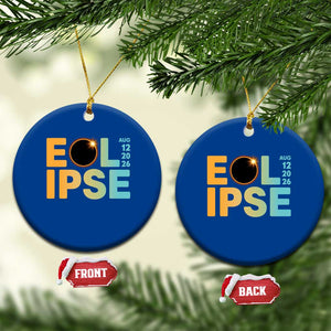 2026 Total Solar Eclipse Retro Typography Ceramic Ornament August 12 Totality Astronomy Gift TS02 1pc Blue Print Your Wear