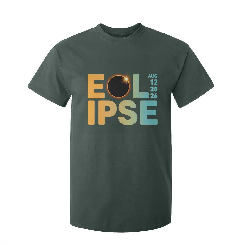 2026 Total Solar Eclipse Retro Typography T Shirt For Kid August 12 Totality Astronomy Gift TS02 Dark Forest Green Print Your Wear