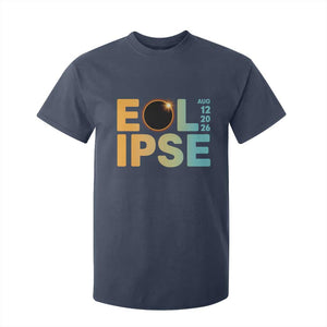 2026 Total Solar Eclipse Retro Typography T Shirt For Kid August 12 Totality Astronomy Gift TS02 Navy Print Your Wear