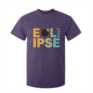 2026 Total Solar Eclipse Retro Typography T Shirt For Kid August 12 Totality Astronomy Gift TS02 Purple Print Your Wear