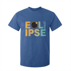 2026 Total Solar Eclipse Retro Typography T Shirt For Kid August 12 Totality Astronomy Gift TS02 Royal Blue Print Your Wear