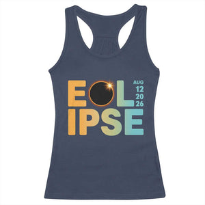 2026 Total Solar Eclipse Retro Typography Racerback Tank Top August 12 Totality Astronomy Gift TS02 Navy Print Your Wear